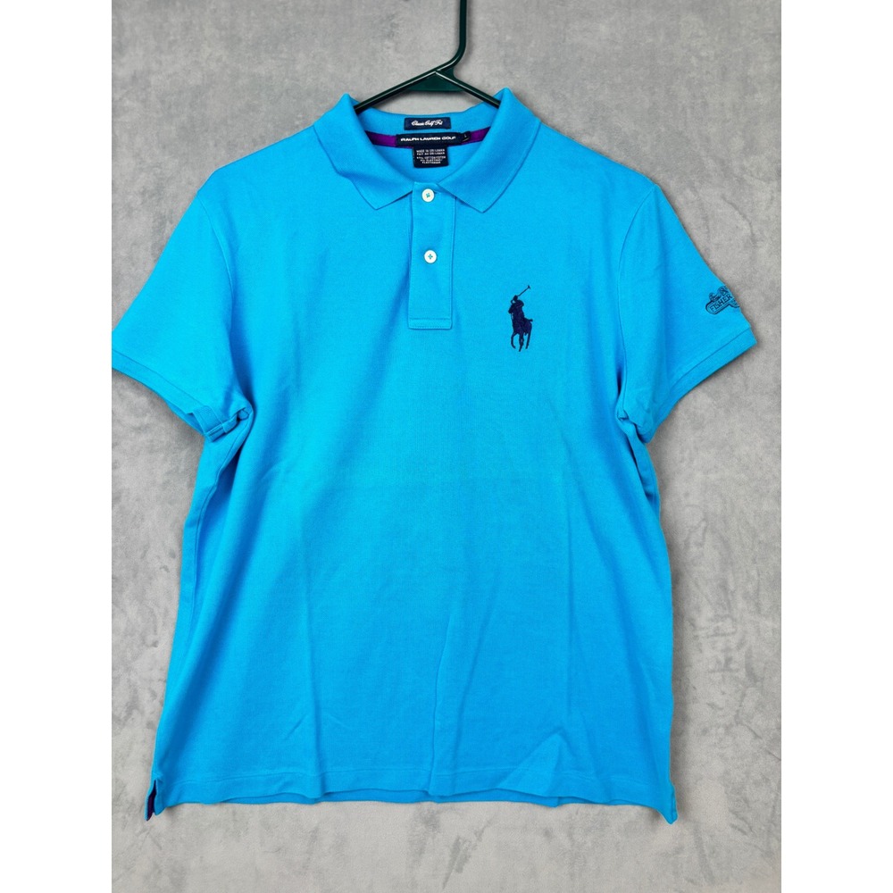 Ralph Lauren Golf Mens Large Blue Classic Golf Fit Pique Polo Fisher Island